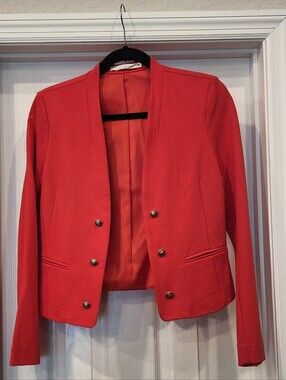 Have Red Double-Breasted Cropped Blazer